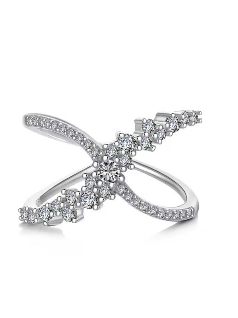 Swarovski Elements Silver Contemporary Infinity X Ring NEW